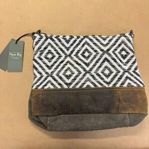 Myra Brand Small Crossbody - Black and Gray Aztec Print